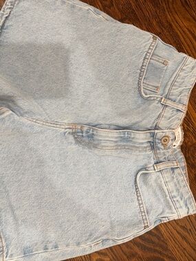 Zara Light Blue High-Waist Jean Shorts